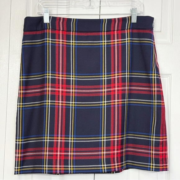 Talbots Dresses & Skirts - Talbots Preppy Navy Blue & Red Multi Plaid Tartan Wool Mini Skirt 12P